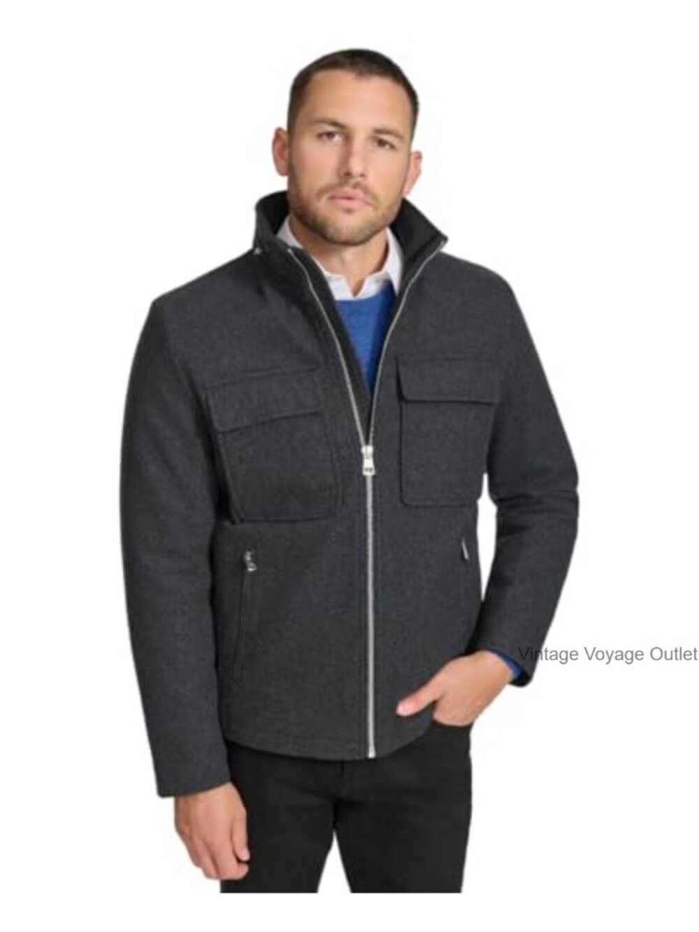 Mens Wool Blend Jacket Trench Coat Fall Layering Everyday Essential